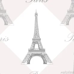 Tapeta: Jednolite wzór z wieży eiffla na szare i białe tło