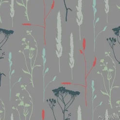 Tapeta: Jednolite wzór z ziół sylwetki. medow.