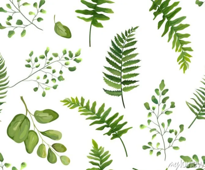 Tapeta: Jednolite zieleni li? cie botaniczne, rustykalny wzór wektor