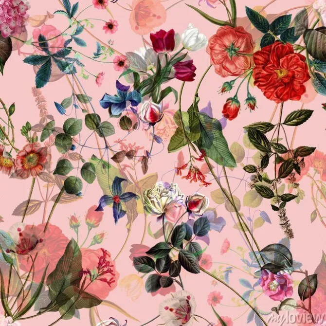 Tapeta: Jesienna kompozycja z kwiatów w stylu akwarelowym