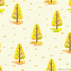 Tapeta: Jesienny wzór z abstrakcyjnymi akwarelami drzew. bezszwowych