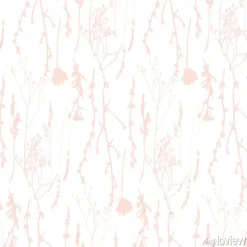 Tapeta: Łąka traw, ziół i kwiatów kontury wektor wzór.