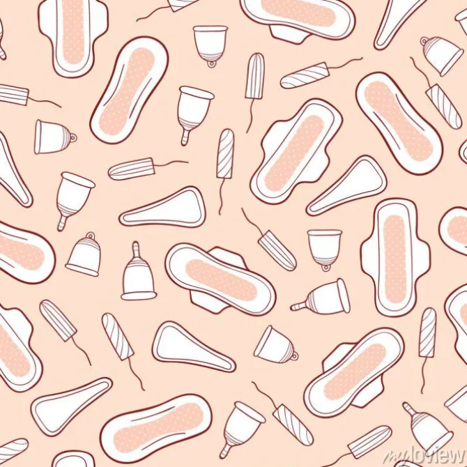 Tapeta: Kobiece produkty higieniczne szwu. podpaski, tampony, kubki menstruacyjne,