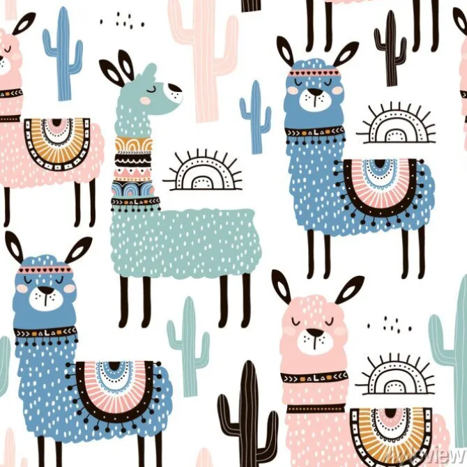 Tapeta: Kolorowe lamy w ludowych strojach