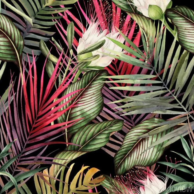 Tapeta: Kolorowe liście i kwiaty