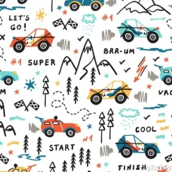 Tapeta: Kolorowe samochodziki w stylu doodle