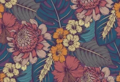 Tapeta: Kolorowe tropikalne liście i kwiaty