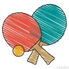 Tapeta: Kolorowy sprzęt do tenisa stołowego doodle na białym tle ilustracji