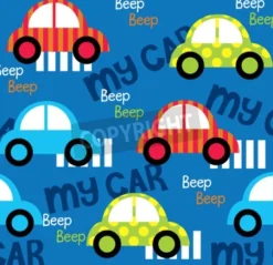 Tapeta: Kolorowych zabawkarskich samochodów bezszwowy wzór dla tkanina
