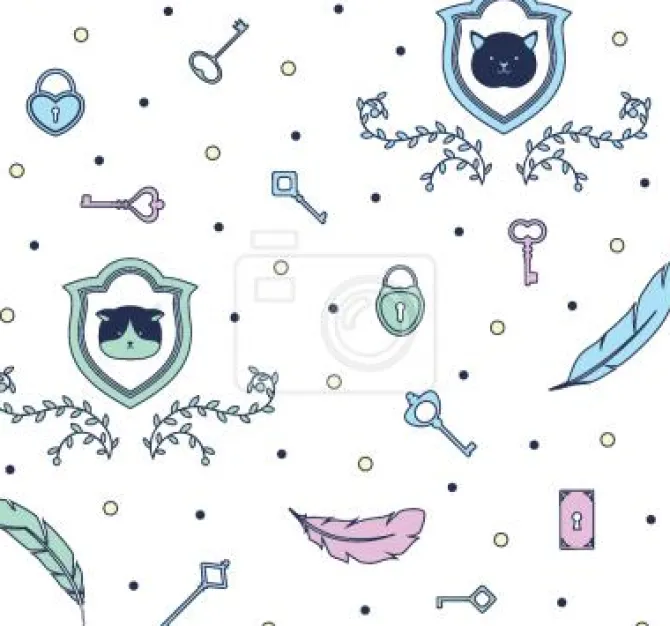 Tapeta: Koty pióra zamki klucze