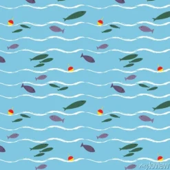 Tapeta: Kreskówka wzór z słodkie ryby.