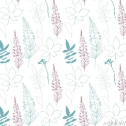 Tapeta: Kwiatowy wektor wzór z różnych wyciągnąć rękę liści, dzikich