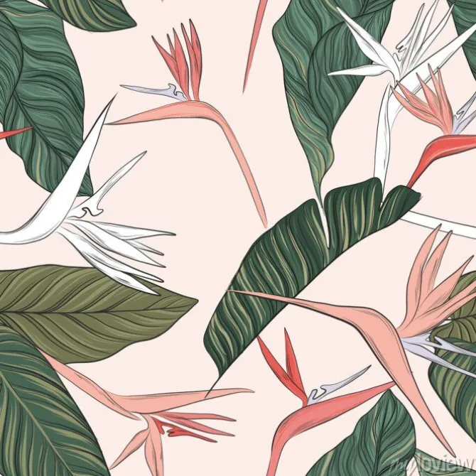 Tapeta: Kwiatu wektoru zieleni menchii oferty lata ilustracja. bezszwowa