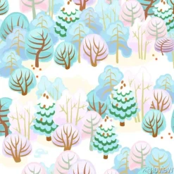 Tapeta: Las zim? ze? niegiem / bezproblemowa wzór bajki las ze? niegiem