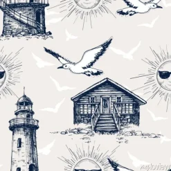 Tapeta: Latarnia morska, kabiny i słoneczny wakacje i wakacje wzór
