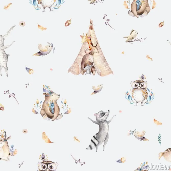 Tapeta: Leśne ptaki i zwierzęta dla dzieci