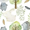 Tapeta: Leśny wzór w bajkowe zwierzęta