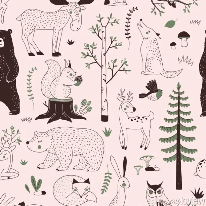 Tapeta: Letni las pełen zwierząt