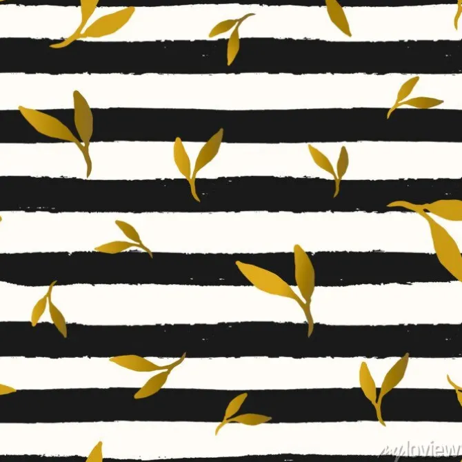 Tapeta: Liście i stripes seamless pattern