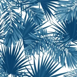 Tapeta: Liście palmowe w kolorze indygo na białym tle