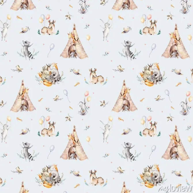Tapeta: Śliczne zwierzątka tipi i balony