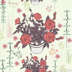 Tapeta: Ślicznej wektor róży kwiecisty wzór w wieśniaka stylu