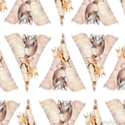 Tapeta: Śliczni rodzinni dziecko raccon, rogacz i królik. żyrafa zwierząt