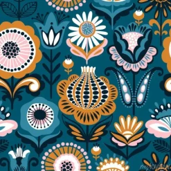Tapeta: Ludowy wzór kwiatowy. nowoczesny projekt streszczenie