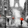 Tapeta: Ludzie z parasolami w paryżu