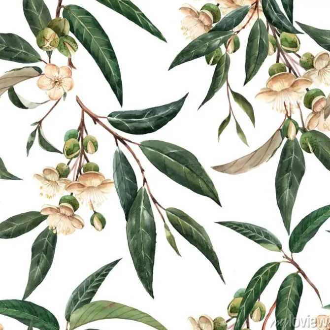 Tapeta: Małe beżowe kwiatki na gałęziach