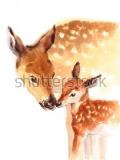 Tapeta: Mama sarna z małym jelonkiem