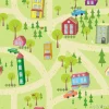 Tapeta: Map cartoon bez szwu wzór z domów i dróg