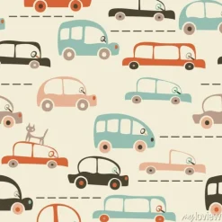 Tapeta: Mapa bez szwu cartoon samochodów i ruchu