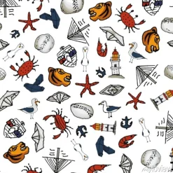 Tapeta: Marynistyczny wzór z tygrysami