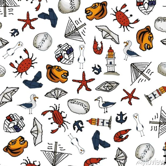 Tapeta: Marynistyczny wzór z tygrysami