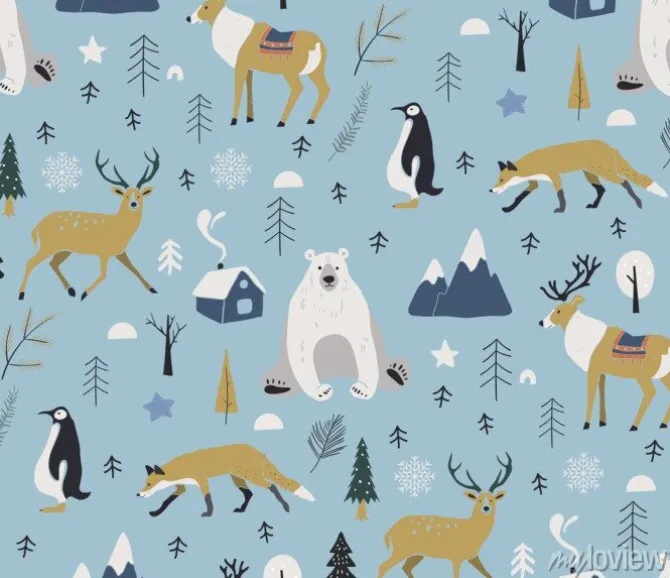 Tapeta: Merry christmas winter pattern. seamless pattern with winter