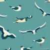 Tapeta: Mewy. bezszwowy wzór z dennymi ptakami w stylu mieszkania. ilustracji