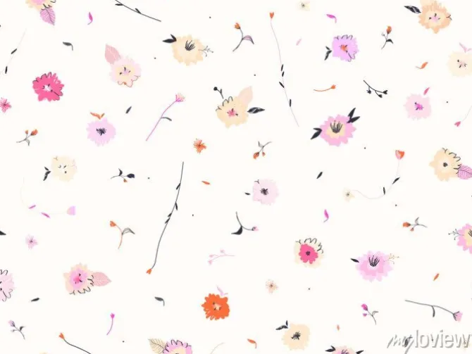 Tapeta: Minimal little flowers illustration pattern. cute floral seamless