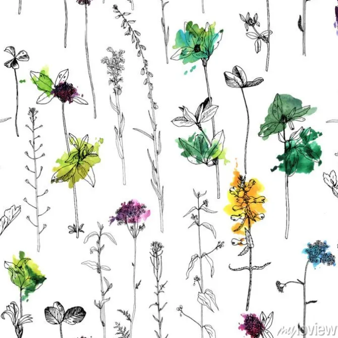 Tapeta: Minimalistyczny wzór z roślinami