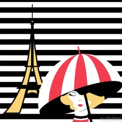 Tapeta: Moda dziewczyna z parasolem w paryżu