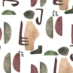 Tapeta: Modern seamless pattern with watercolor and geometric elements