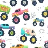 Tapeta: Monster cars seamless pattern. wózki dziecięce z dużym kołem.