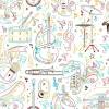 Tapeta: Musical instruments hand drawn outline seamless pattern