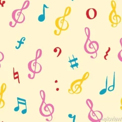 Tapeta: Muzyczna nutowa bezszwowa deseniowa wektorowa ilustracja. ręcznie