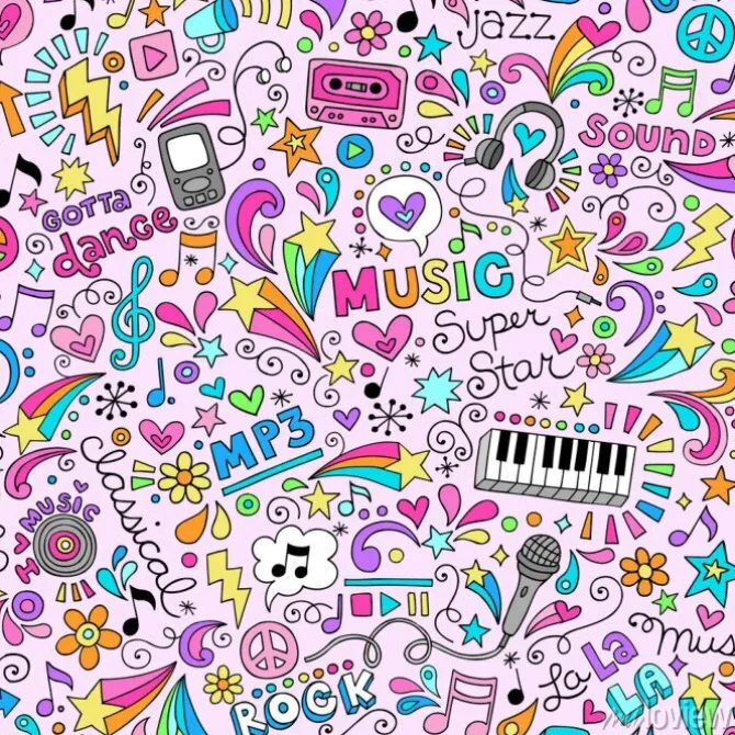 Tapeta: Muzyka bez szwu deseń doodles projektowanie