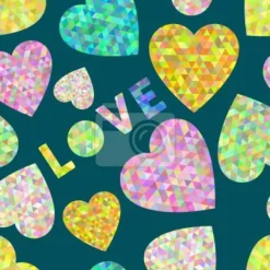 Tapeta: Napis love i geometryczne serca