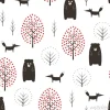Tapeta: Niedźwiedź, lis i drzew wzór na białym tle. prosta ilustracja