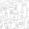 Tapeta: One line drawing abstract face seamless pattern. modern minimalism