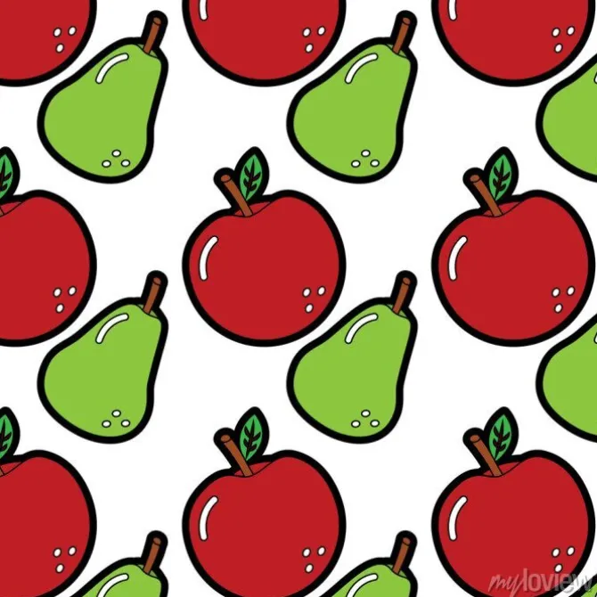 Tapeta: Owoce jabłko i gruszka świeże wektor wzór ilustracja