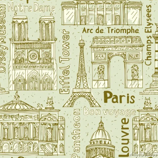 Tapeta: Paris orientacyjne bez szwu wektora deseniu